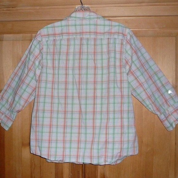 Womans Medium Blouse Plaid V-Neck Button Down Stretch Shirt by Mountain Lake - Picture 4 of 4
